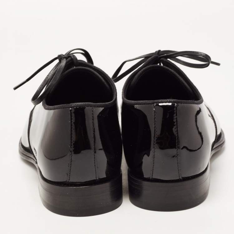 Pre Owned Dolce & Gabbana Black Patent Leather Lace Up Derby Size 40