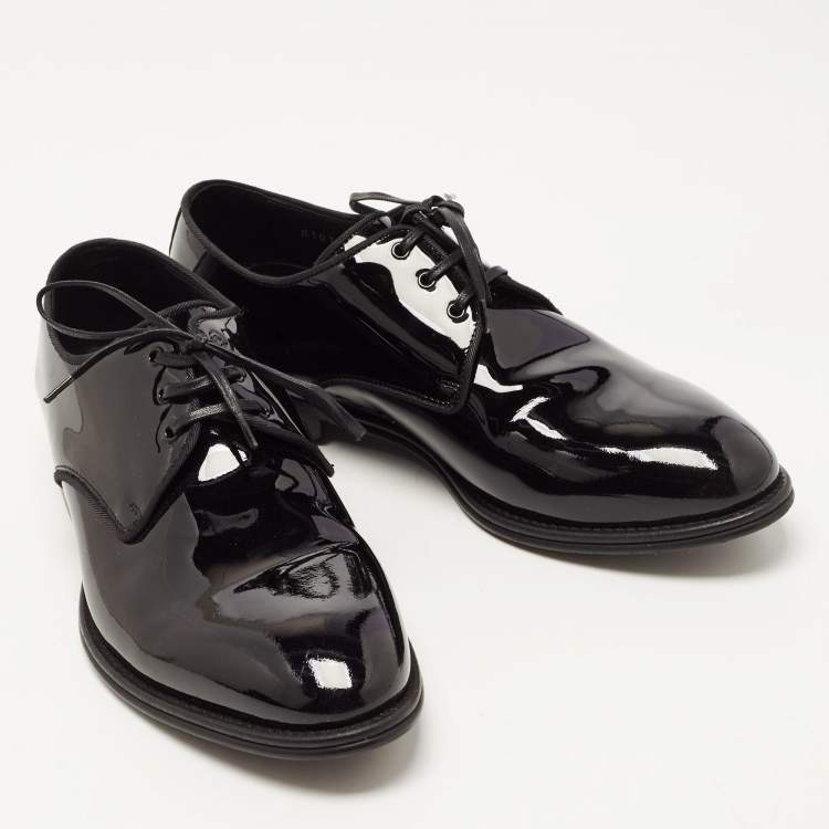 Pre Owned Dolce & Gabbana Black Patent Leather Lace Up Derby Size 40