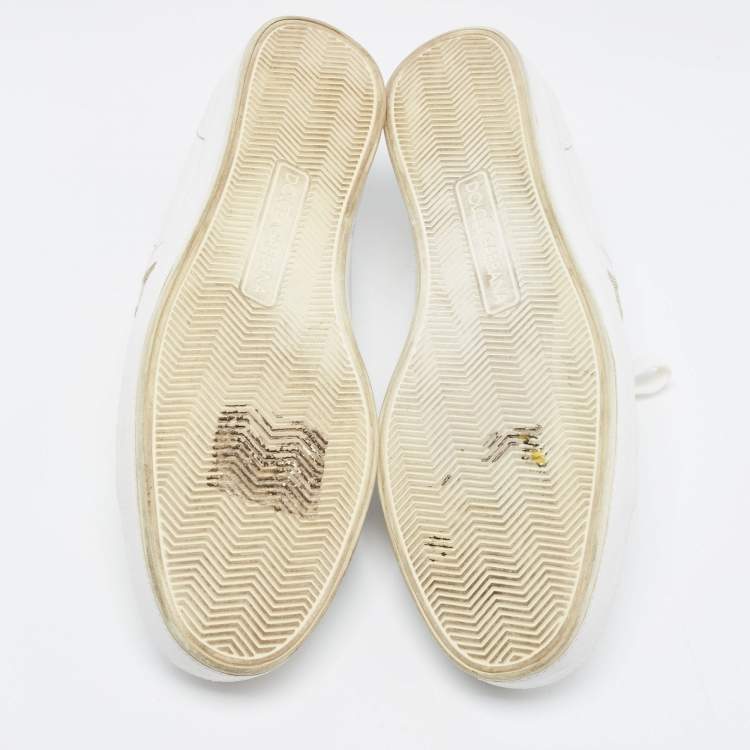 مملوكة مسبقًا Dolce & Gabbana White Leather Low Top Sneakers Size 42