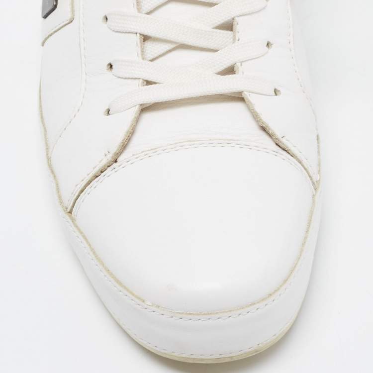 مملوكة مسبقًا Dolce & Gabbana White Leather Low Top Sneakers Size 42