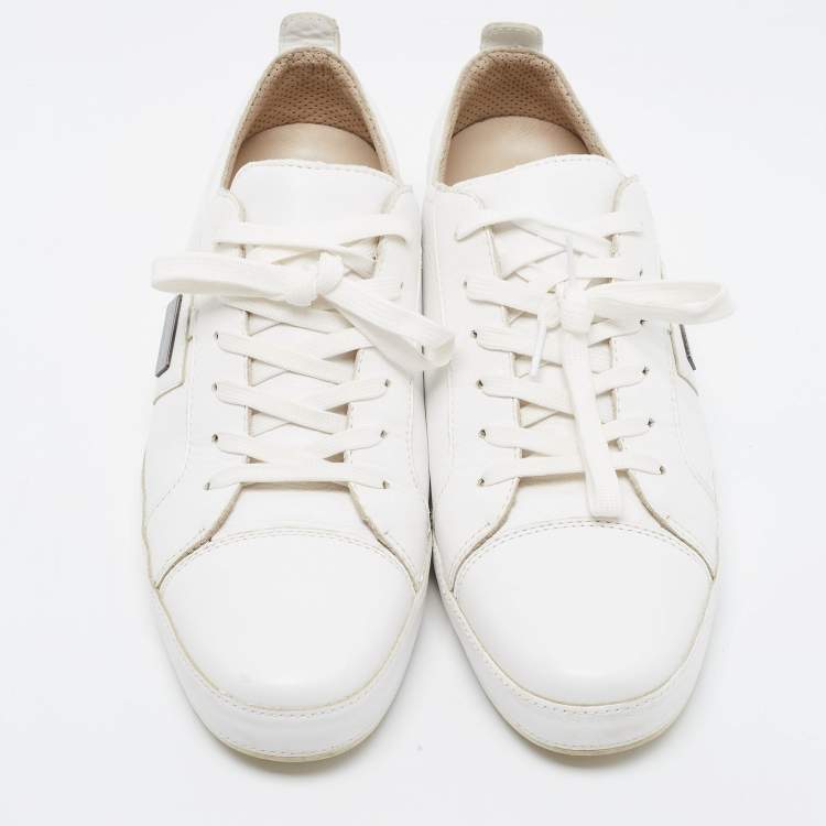 مملوكة مسبقًا Dolce & Gabbana White Leather Low Top Sneakers Size 42