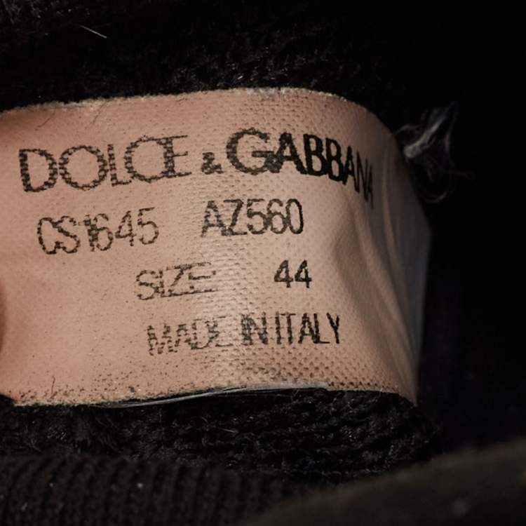 مملوكة مسبقًا Dolce & Gabbana Black/White Logo Print Knit Fabric Sorrento Sneakers Size 44