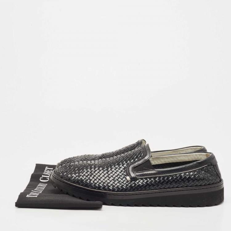 Pre Owned Dolce & Gabbana Black Woven Leather Loafers Size 45
