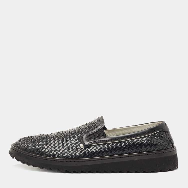 Pre Owned Dolce & Gabbana Black Woven Leather Loafers Size 45