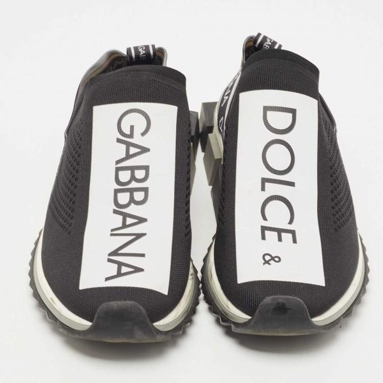 Pre Owned Dolce & Gabbana Black/White Fabric Sorrento Sneakers Size 45