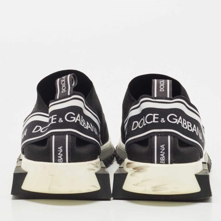 Pre Owned Dolce & Gabbana Black/White Fabric Sorrento Sneakers Size 45