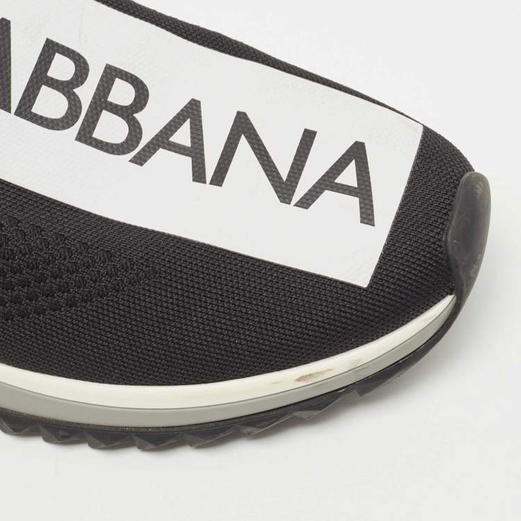 Pre Owned Dolce & Gabbana Black/White Fabric Sorrento Sneakers Size 45