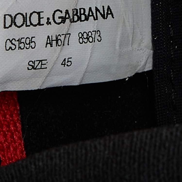 مملوكة مسبقًا Dolce & Gabbana Red Fabric Graffiti Logo Sorrento Slip On Sneakers Size 45