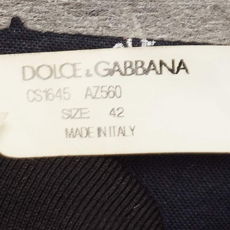 Pre Owned Dolce & Gabbana Black Logo Print Knit Fabric Sorrento High Top Sneakers Size 42