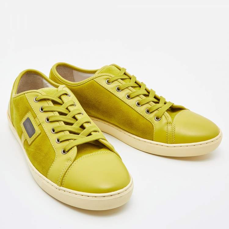 Pre Owned Dolce & Gabbana Green Suede and Leather Low Top Sneakers Size 44