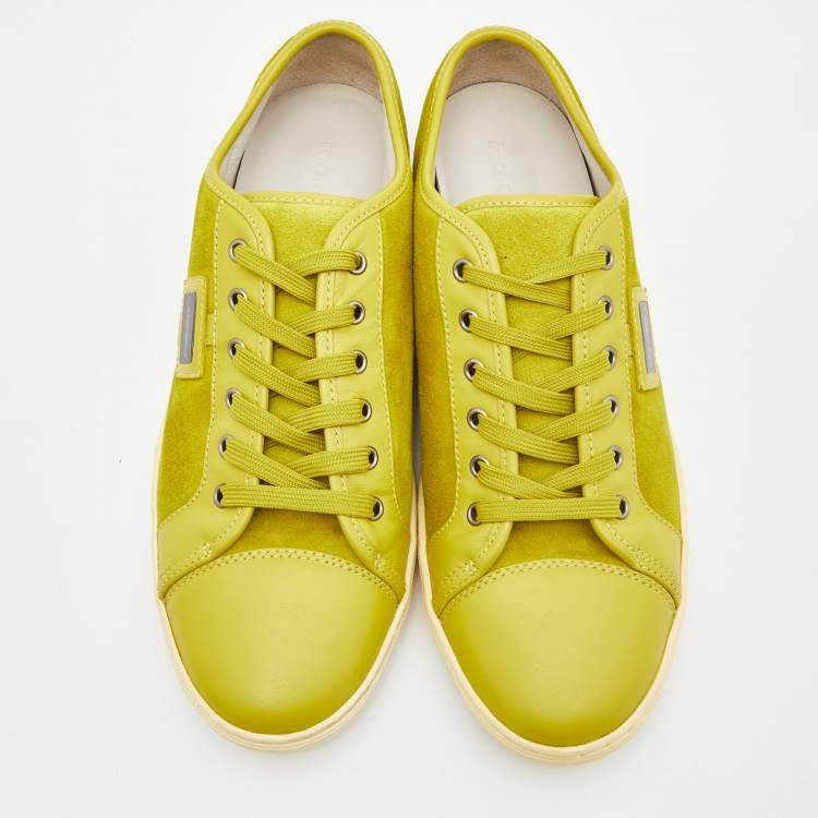 Pre Owned Dolce & Gabbana Green Suede and Leather Low Top Sneakers Size 44