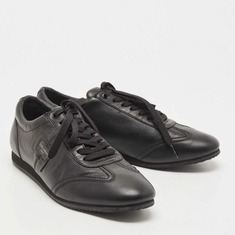 Pre Owned Dolce & Gabbana Black Leather Sneakers Size 41