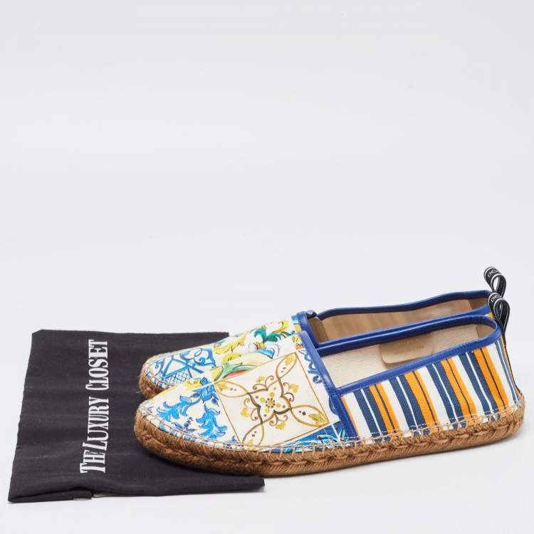 Pre Owned Dolce & Gabbana Multicolor Canvas and Leather Espadrilles Size 42
