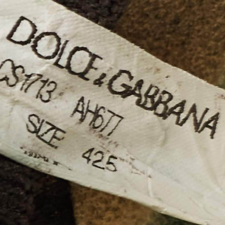 Pre Owned Dolce & Gabbana Black Sorrento Logo Print Slip On Sneakers Size 42.5