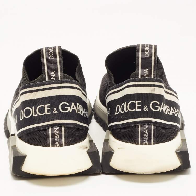Pre Owned Dolce & Gabbana Black Sorrento Logo Print Slip On Sneakers Size 42.5
