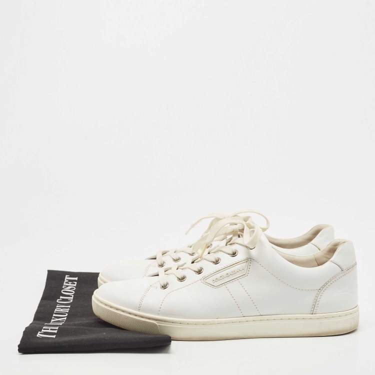 Pre Owned Dolce & Gabbana White Leather Low Top Sneakers Size 41