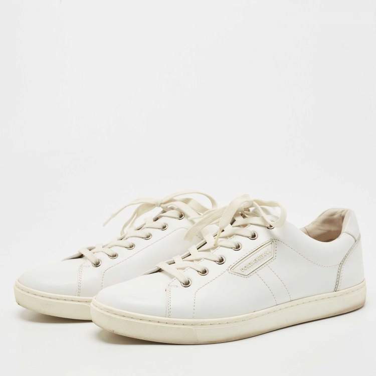 Pre Owned Dolce & Gabbana White Leather Low Top Sneakers Size 41
