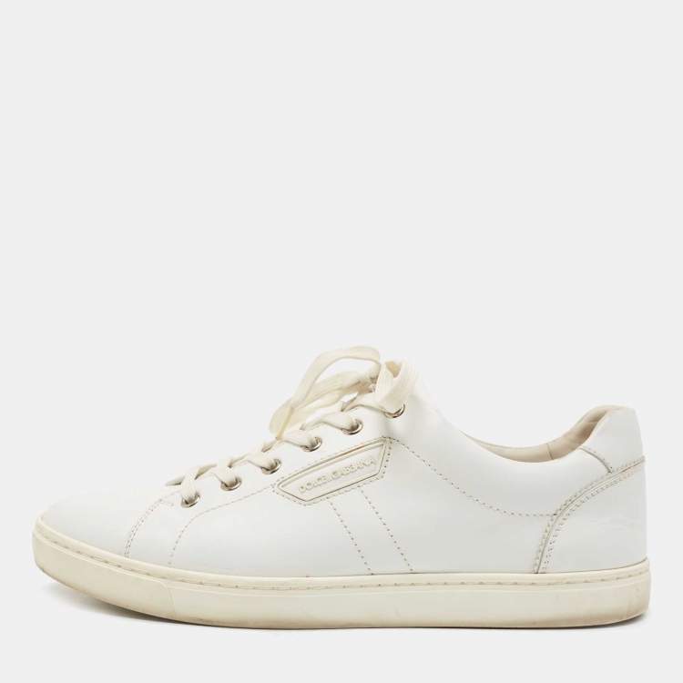 Pre Owned Dolce & Gabbana White Leather Low Top Sneakers Size 41