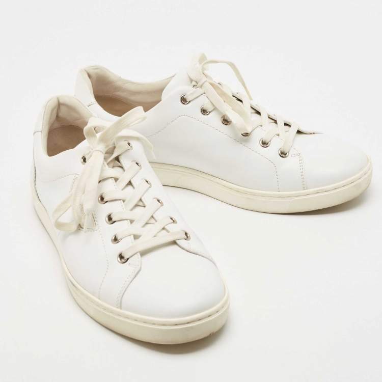Pre Owned Dolce & Gabbana White Leather Low Top Sneakers Size 41