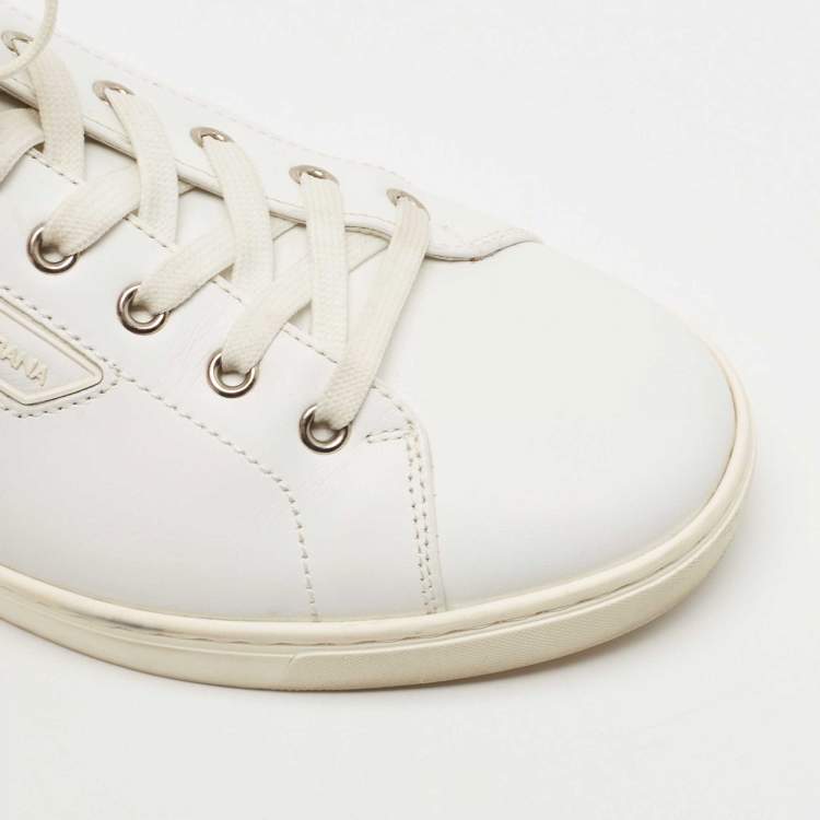 Pre Owned Dolce & Gabbana White Leather Low Top Sneakers Size 41