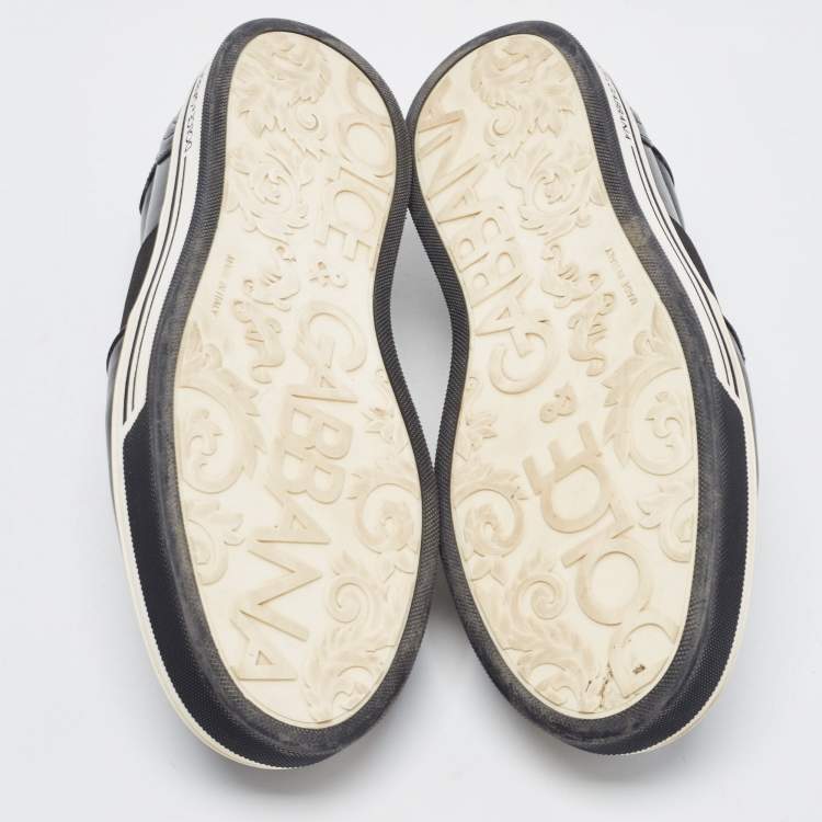 Pre Owned Dolce & Gabbana Black Leather Slip On Sneakers Size 41