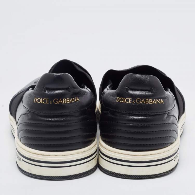 Pre Owned Dolce & Gabbana Black Leather Slip On Sneakers Size 41