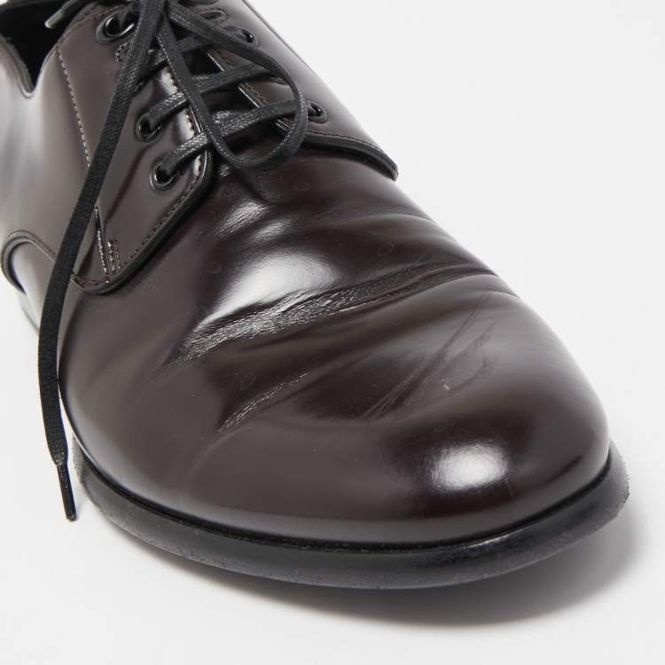 Pre Owned Dolce & Gabbana Dark Brown Leather Lace Up Derby Size 41