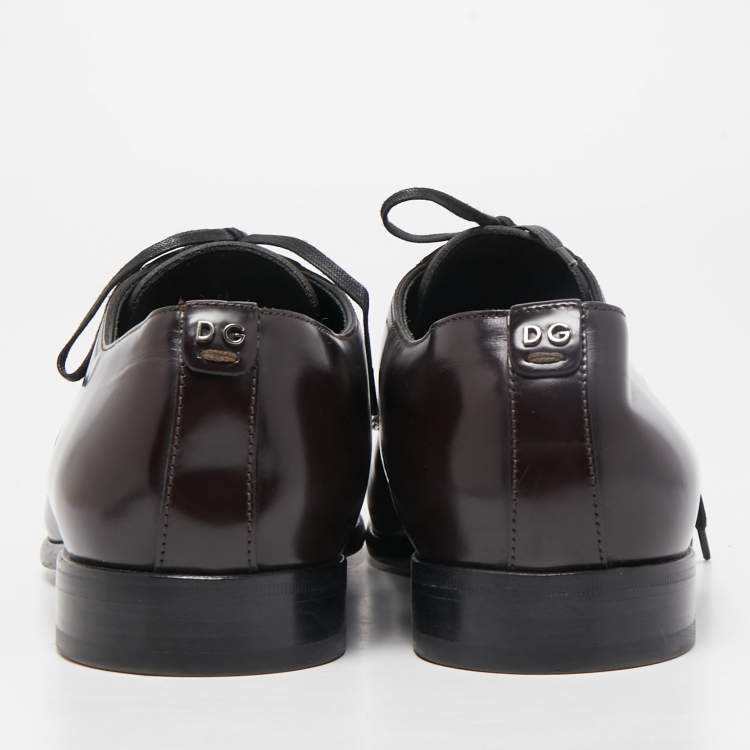 Pre Owned Dolce & Gabbana Dark Brown Leather Lace Up Derby Size 41