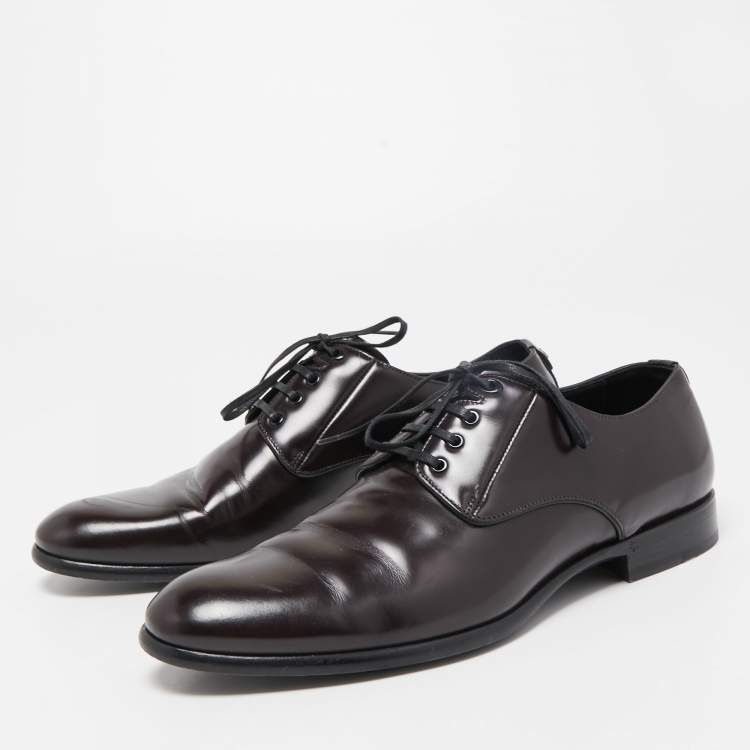 Pre Owned Dolce & Gabbana Dark Brown Leather Lace Up Derby Size 41