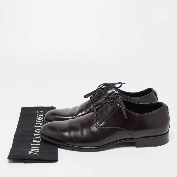Pre Owned Dolce & Gabbana Dark Brown Leather Lace Up Derby Size 41