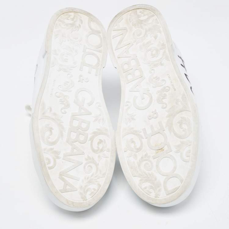 Pre Owned Dolce & Gabbana White Leather Portofino Sneakers Size 41