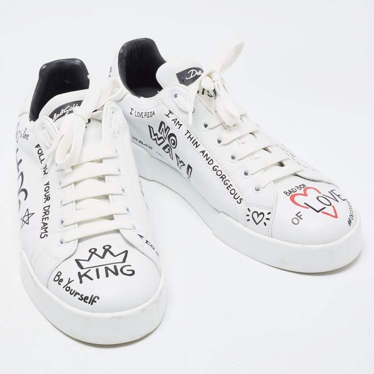 Pre Owned Dolce & Gabbana White Leather Portofino Sneakers Size 41