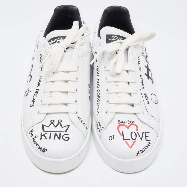 Pre Owned Dolce & Gabbana White Leather Portofino Sneakers Size 41