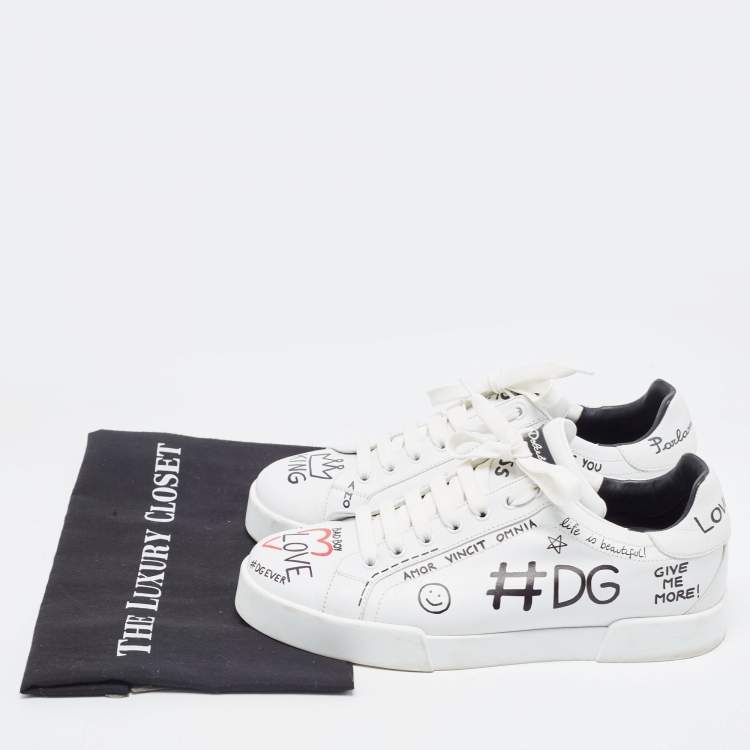 Pre Owned Dolce & Gabbana White Leather Portofino Sneakers Size 41