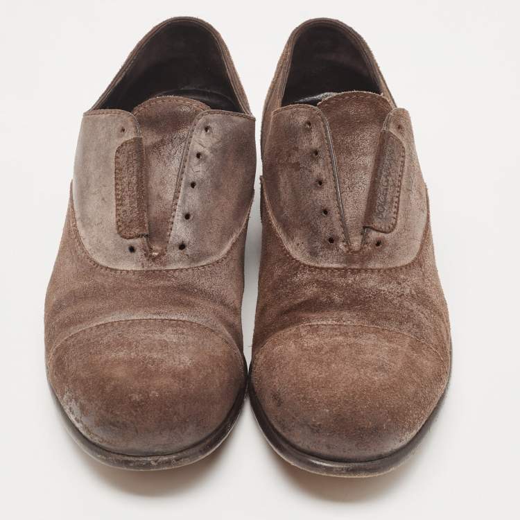 Pre Owned Dolce & Gabbana Brown Suede Slip On Oxfords Size 43