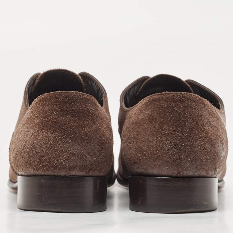 Pre Owned Dolce & Gabbana Brown Suede Slip On Oxfords Size 43