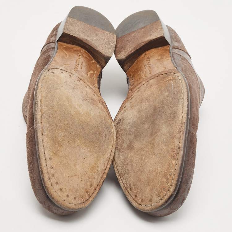 Pre Owned Dolce & Gabbana Brown Suede Slip On Oxfords Size 43