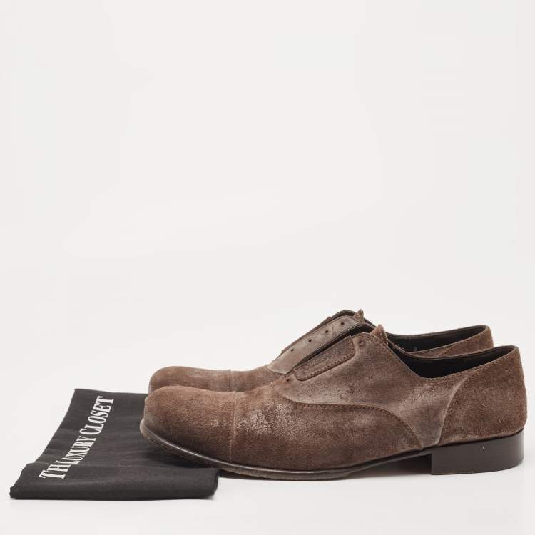 Pre Owned Dolce & Gabbana Brown Suede Slip On Oxfords Size 43