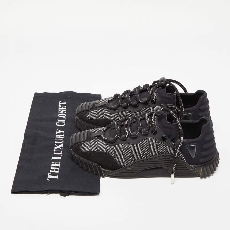 Pre Owned Dolce & Gabbana Black Suede and Neoprene Ns1 Sneakers Size 40