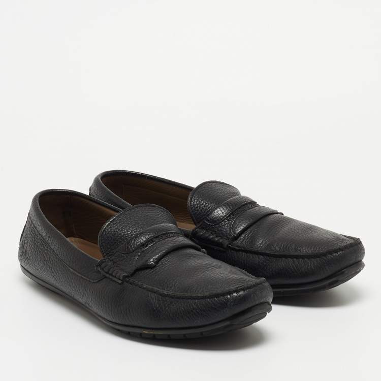 Pre Owned Dolce & Gabbana Black Leather Slip On Loafers Size 44