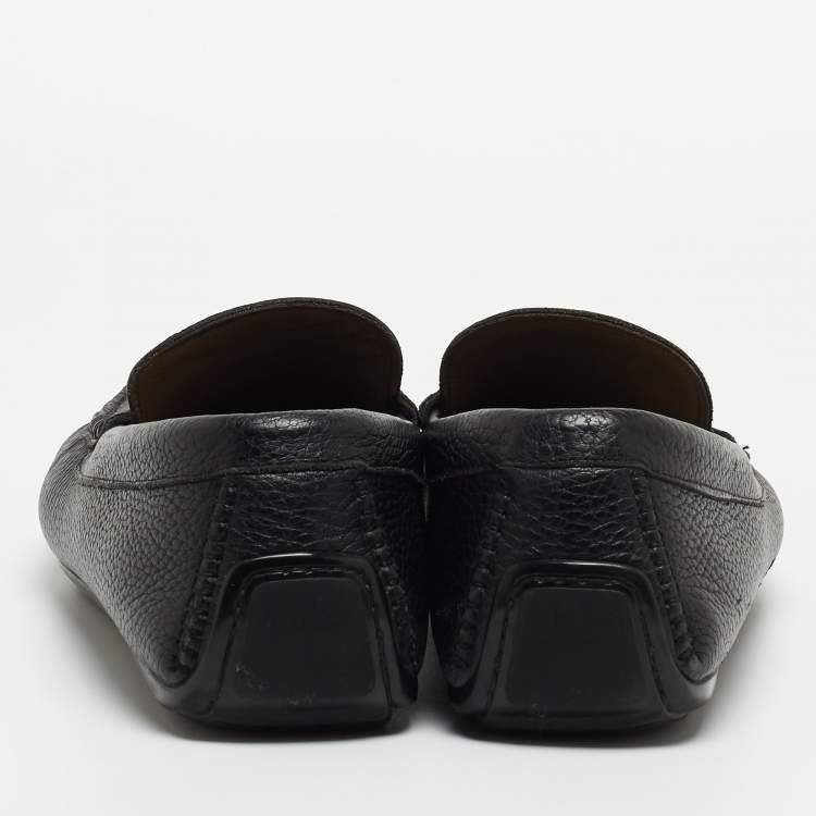 Pre Owned Dolce & Gabbana Black Leather Slip On Loafers Size 44
