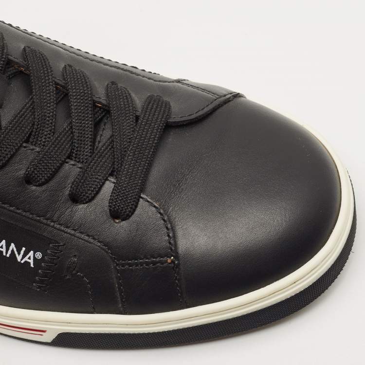 Pre Owned Dolce & Gabbana Black Leather Low Top Sneakers Size 41