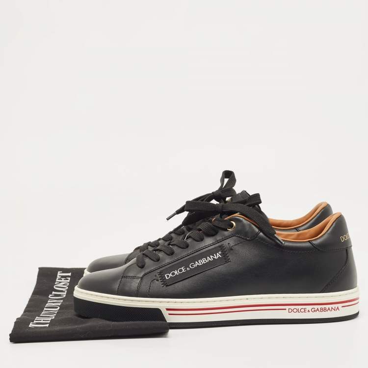 Pre Owned Dolce & Gabbana Black Leather Low Top Sneakers Size 41