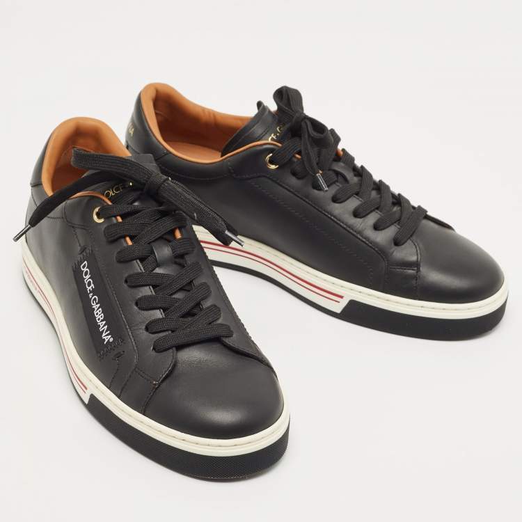 Pre Owned Dolce & Gabbana Black Leather Low Top Sneakers Size 41