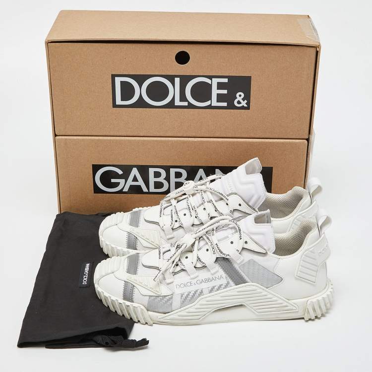 Pre Owned Dolce & Gabbana White Leather and Nylon Ns1 Sneakers Size 44