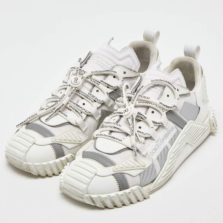 Pre Owned Dolce & Gabbana White Leather and Nylon Ns1 Sneakers Size 44