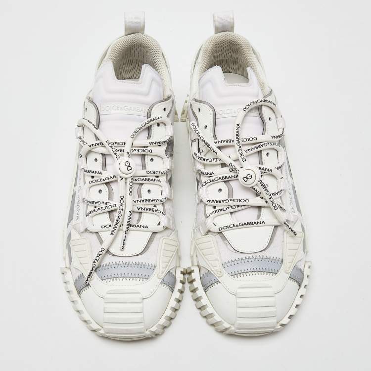 Pre Owned Dolce & Gabbana White Leather and Nylon Ns1 Sneakers Size 44