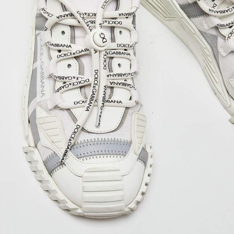 Pre Owned Dolce & Gabbana White Leather and Nylon Ns1 Sneakers Size 44