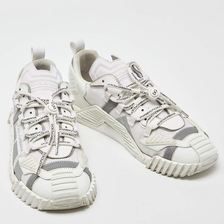 Pre Owned Dolce & Gabbana White Leather and Nylon Ns1 Sneakers Size 44