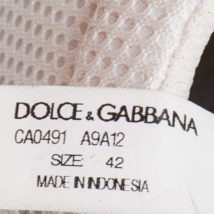 Pre Owned Dolce & Gabbana White Leather and Mesh Low Top Sneakers Size 42